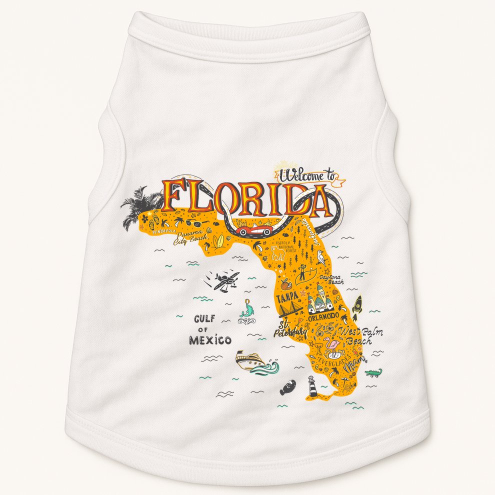 Welcome To Florida Cool Tourist Map Doggie Tank
