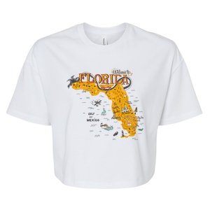 Welcome To Florida Cool Tourist Map Bella+Canvas Jersey Crop Tee