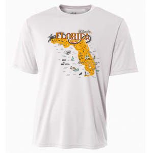 Welcome To Florida Cool Tourist Map Cooling Performance Crew T-Shirt