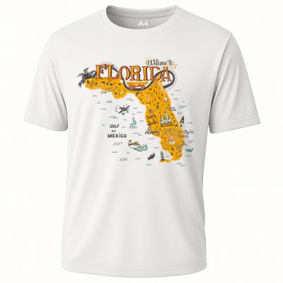 Welcome To Florida Cool Tourist Map Performance Shirt