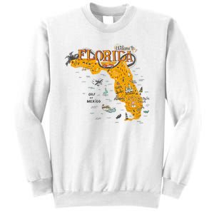 Welcome To Florida Cool Tourist Map Sweatshirt