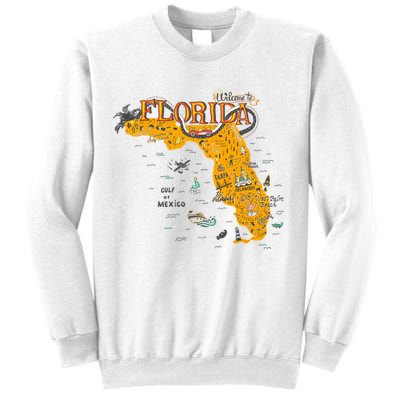 Welcome To Florida Cool Tourist Map Sweatshirt