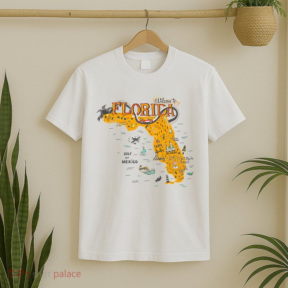 Welcome To Florida Cool Tourist Map T-Shirt