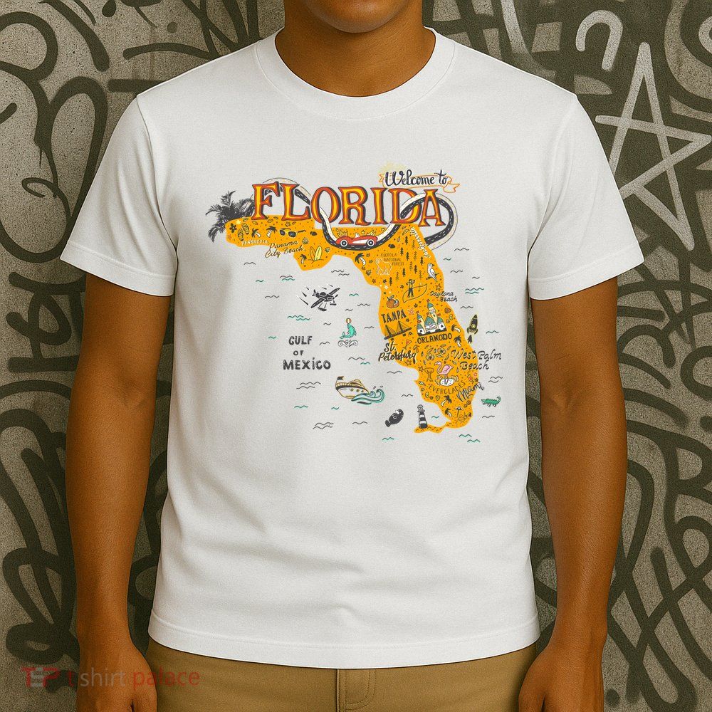 Welcome To Florida Cool Tourist Map T-Shirt