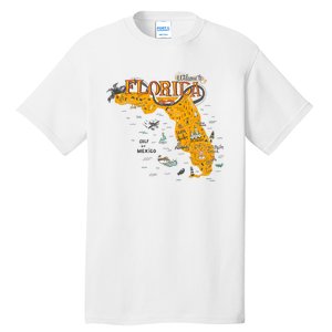 Welcome To Florida Cool Tourist Map Tall T-Shirt