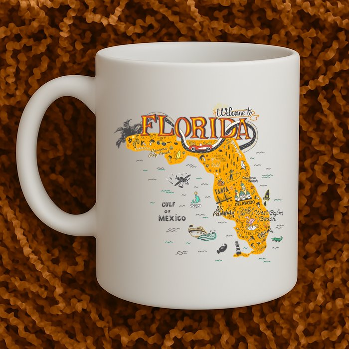 Welcome To Florida Cool Tourist Map Mug
