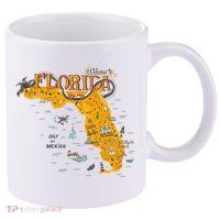 Welcome To Florida Cool Tourist Map 11oz C Handle Ceramic Mug