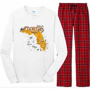 Welcome To Florida Cool Tourist Map Long Sleeve Pajama Set