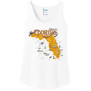 Welcome To Florida Cool Tourist Map Ladies Essential Tank