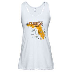 Welcome To Florida Cool Tourist Map Ladies Essential Flowy Tank