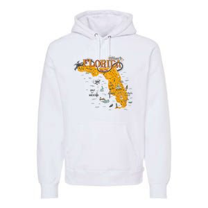 Welcome To Florida Cool Tourist Map Premium Hoodie