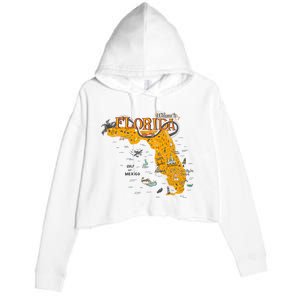 Welcome To Florida Cool Tourist Map Crop Fleece Hoodie