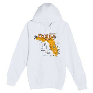 Welcome To Florida Cool Tourist Map Premium Pullover Hoodie