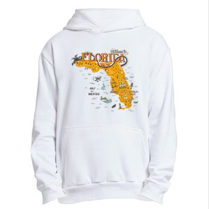 Welcome To Florida Cool Tourist Map Urban Pullover Hoodie