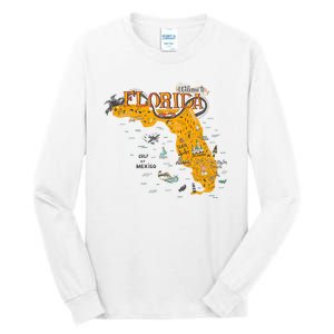 Welcome To Florida Cool Tourist Map Tall Long Sleeve T-Shirt