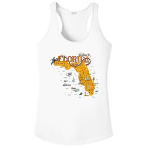 Welcome To Florida Cool Tourist Map Ladies PosiCharge Competitor Racerback Tank