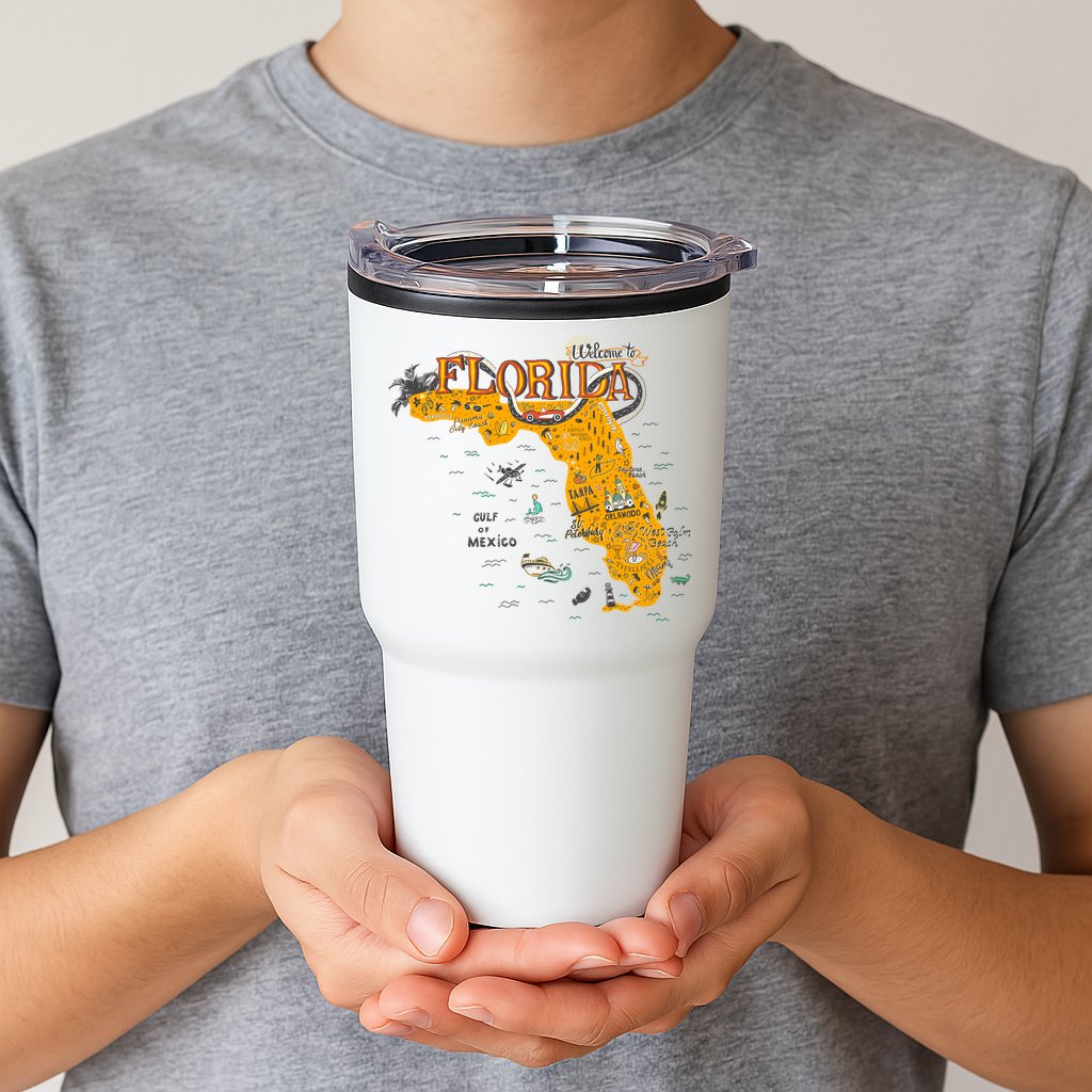 Welcome To Florida Cool Tourist Map Tumbler