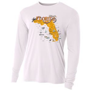 Welcome To Florida Cool Tourist Map Cooling Performance Long Sleeve Crew