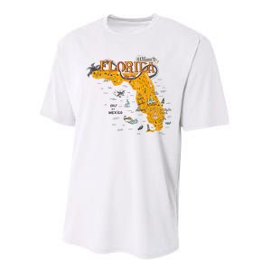 Welcome To Florida Cool Tourist Map Performance Sprint T-Shirt