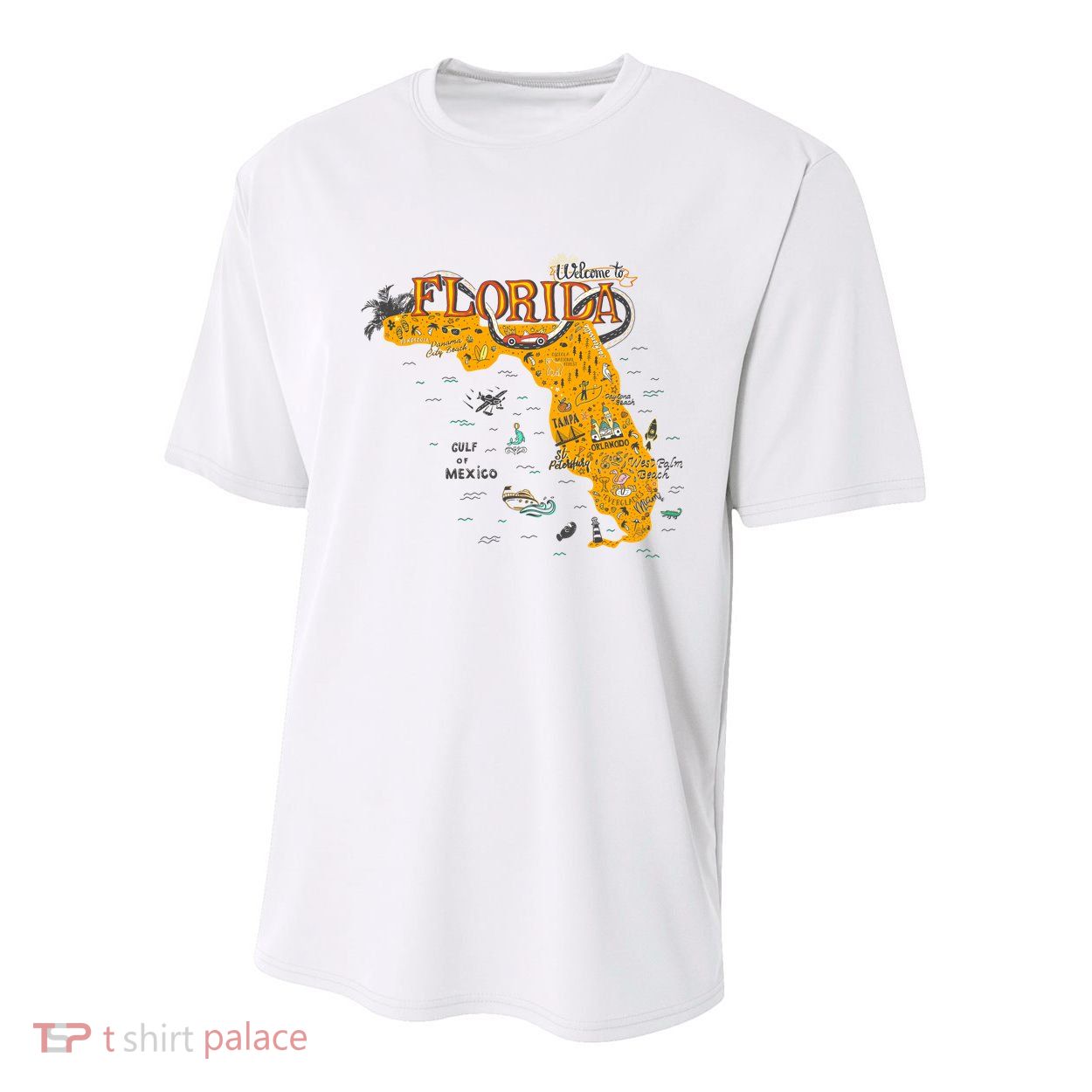Welcome To Florida Cool Tourist Map Youth Performance Sprint T-Shirt