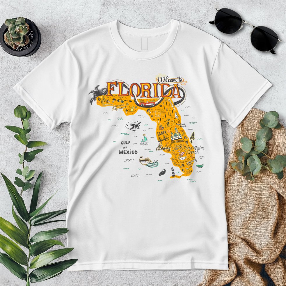 Welcome To Florida Cool Tourist Map Premium T-Shirt