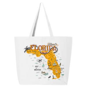 Welcome To Florida Cool Tourist Map 25L Jumbo Tote