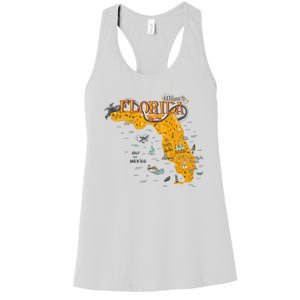 Welcome To Florida Cool Tourist Map Women's Racerback Tank