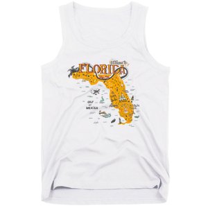 Welcome To Florida Cool Tourist Map Tank Top