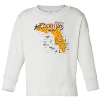 Welcome To Florida Cool Tourist Map Toddler Long Sleeve Shirt