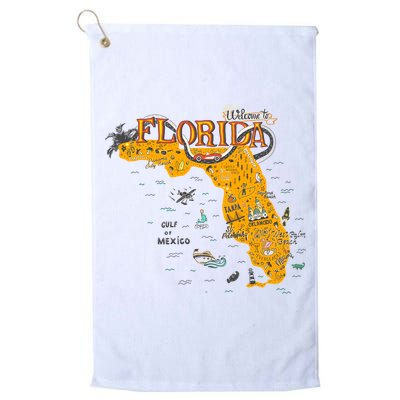 Welcome To Florida Cool Tourist Map Golf Towel