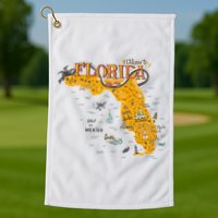 Welcome To Florida Cool Tourist Map Golf Towel