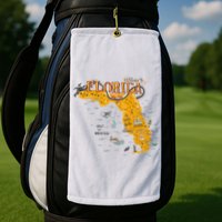 Welcome To Florida Cool Tourist Map Golf Towel