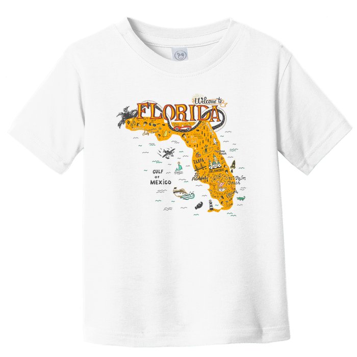 Welcome To Florida Cool Tourist Map Toddler T-Shirt