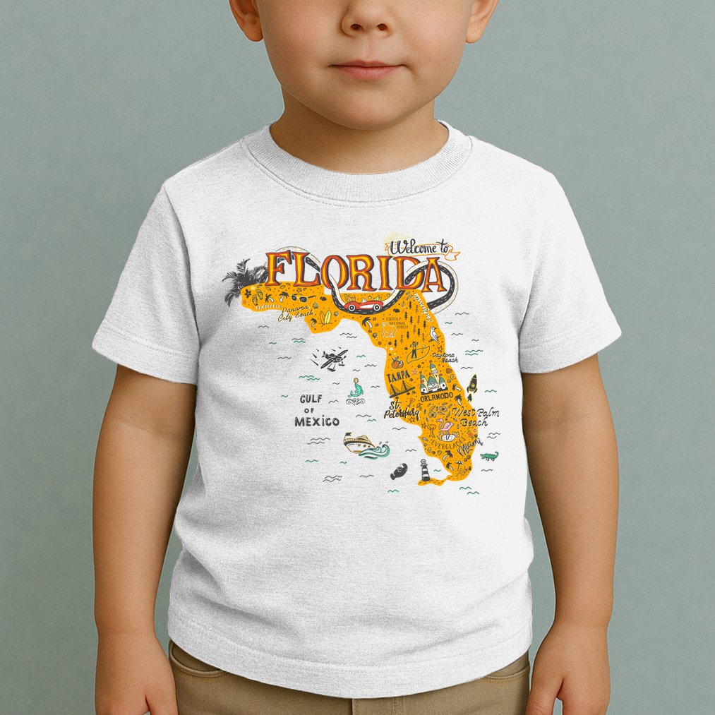 Welcome To Florida Cool Tourist Map Toddler T-Shirt