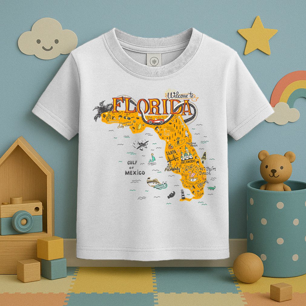 Welcome To Florida Cool Tourist Map Toddler T-Shirt