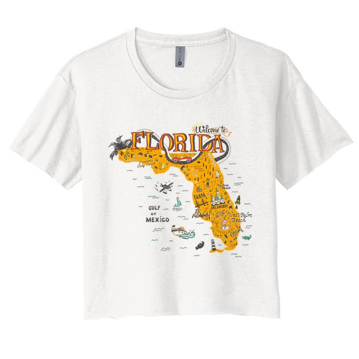 Welcome To Florida Cool Tourist Map Crop Top