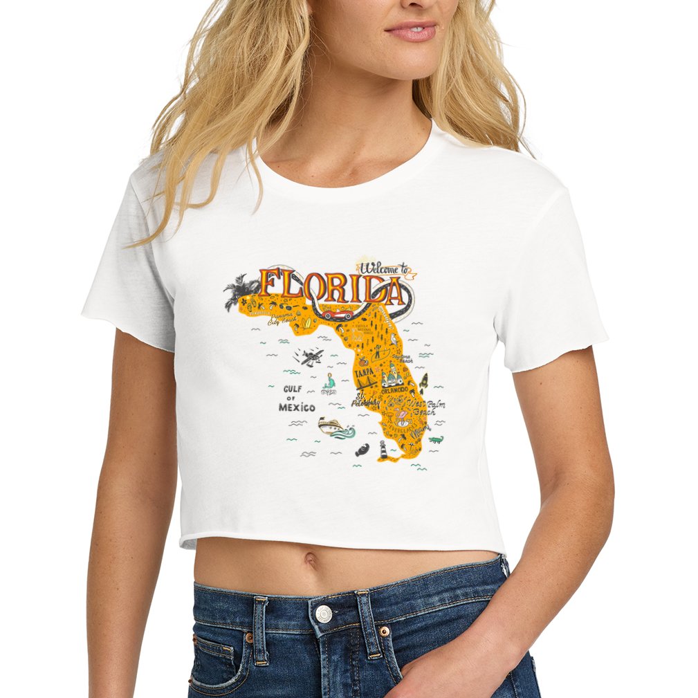 Welcome To Florida Cool Tourist Map Crop Top