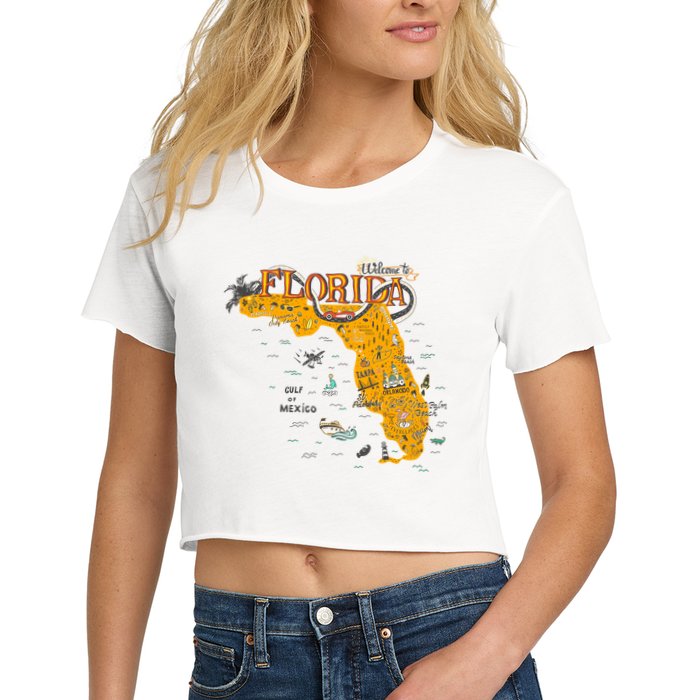 Welcome To Florida Cool Tourist Map Crop Top