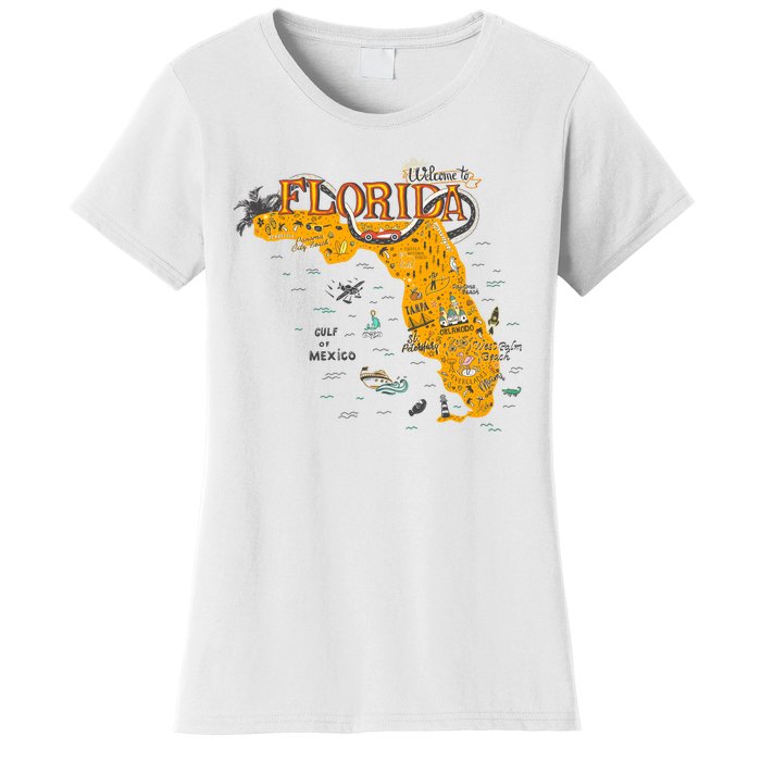 Welcome To Florida Cool Tourist Map Women's T-Shirt