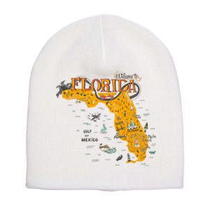 Welcome To Florida Cool Tourist Map Short Acrylic Beanie