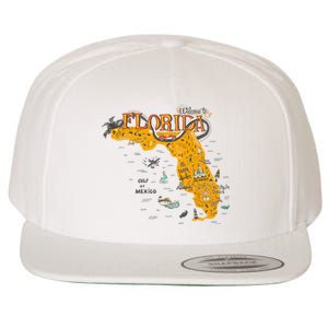 Welcome To Florida Cool Tourist Map Wool Snapback Cap