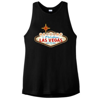 Welcome to Las Vegas Classic Sign Ladies PosiCharge Tri-Blend Wicking Tank