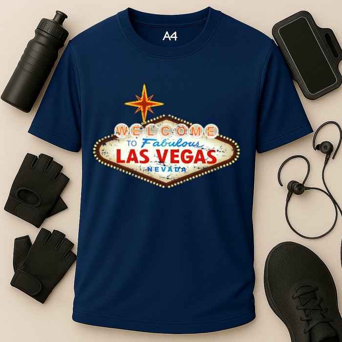 Welcome to Las Vegas Classic Sign Cooling Performance Crew T-Shirt