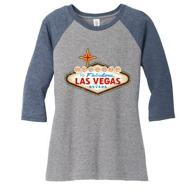 Welcome to Las Vegas Classic Sign Women's Tri-Blend 3/4-Sleeve Raglan Shirt