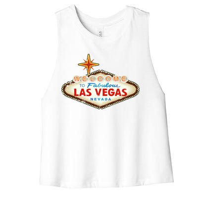 Welcome to Las Vegas Classic Sign Women's Racerback Cropped Tank