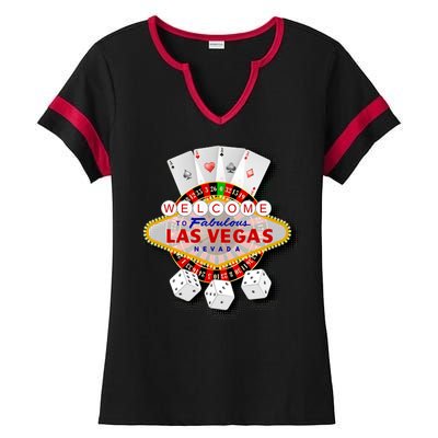 Welcome To Las Vegas Original Logo Ladies Halftime Notch Neck Tee