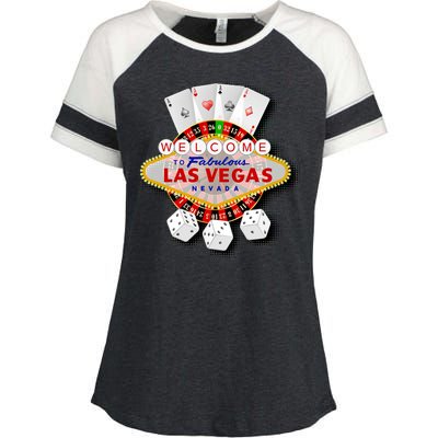 Welcome To Las Vegas Original Logo Enza Ladies Jersey Colorblock Tee