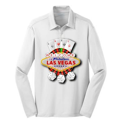 Welcome To Las Vegas Original Logo Silk Touch Performance Long Sleeve Polo