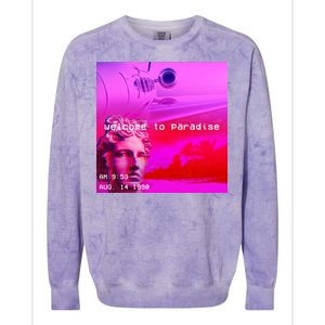 Welcome To Paradise Vaporwave Colorblast Crewneck Sweatshirt