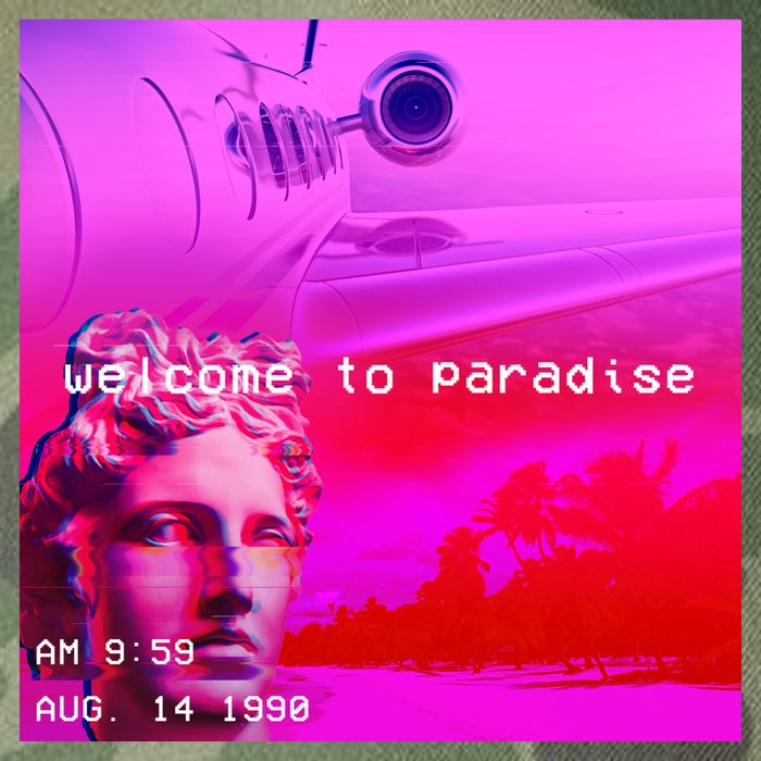 Welcome To Paradise Vaporwave Legacy Tie Dye Trucker Hat